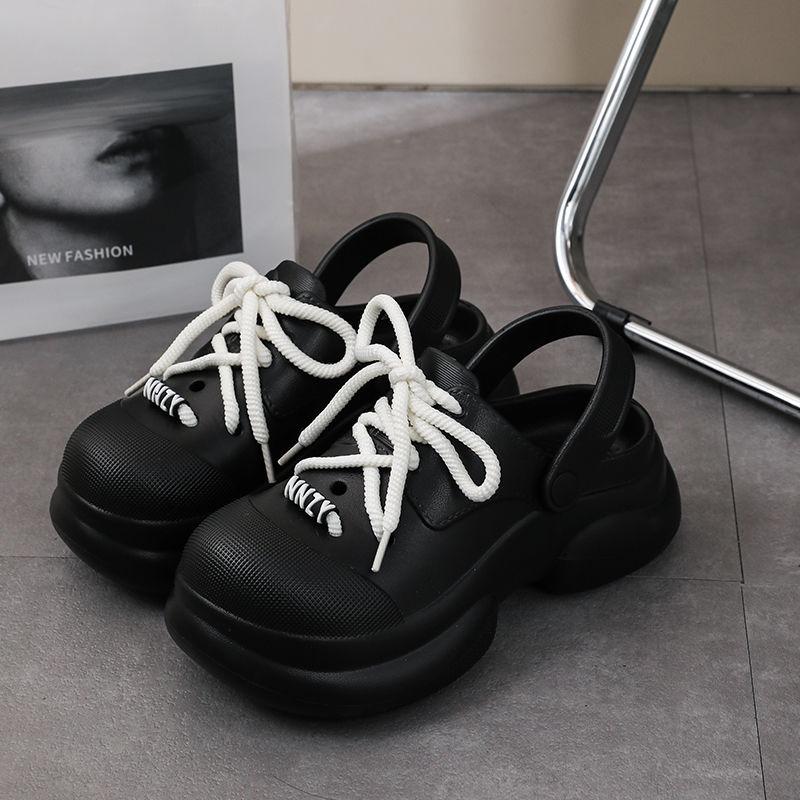 

Модные женские тапочки и женские сандалии для улицы, пляжная обувь, с круглым носком, толстые шлепанцы, нескользящий верх, Ева, тренд 39 размер обуви 39-40