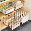 Kitchen Under Sink Bowl Dish Drainer Tableware Cabinets Organizer Sliding Dish Storage Drying Rack Household Accessories