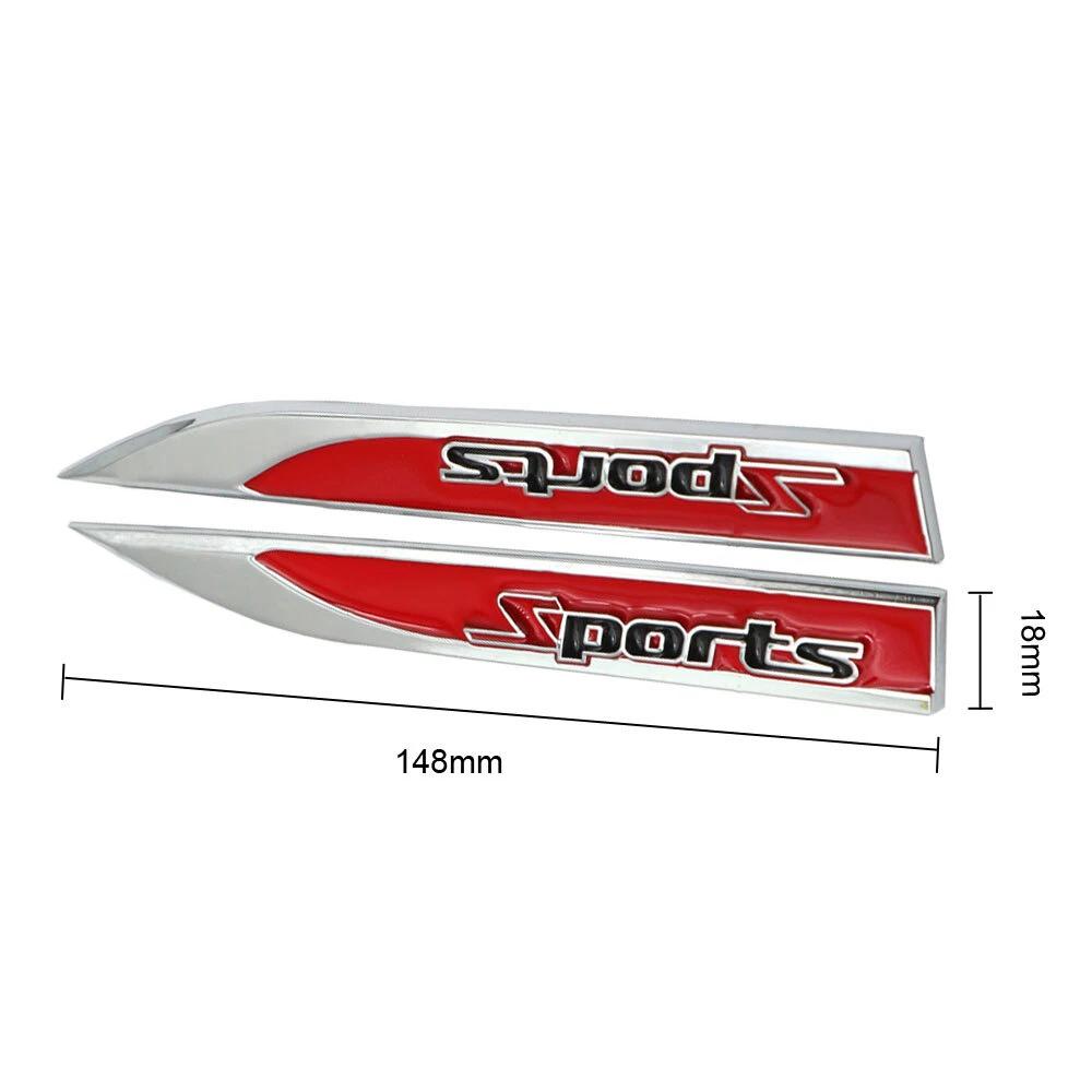 1pair Metal 3D Sports Auto Car Vehicle Front Fenders Decorative Emblem Sticker Badges Exterior Decals