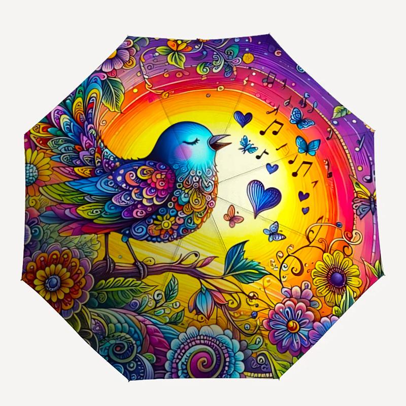 

1pc Colorful Bird Illustration Folding Umbrella | Elegant Design, Fashionable Accessory, Durable Construction, Sturdy Ribs yy251107045