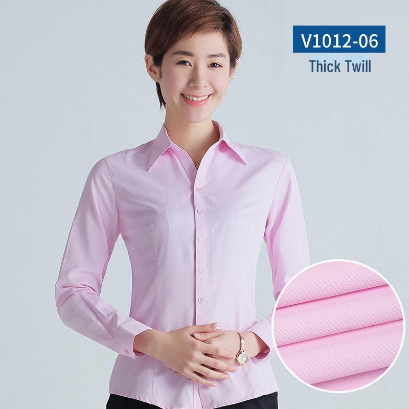 Women's 2025 Long-Sleeved White V-Neck Cotton Shirt - Slim Fit Professional Wear