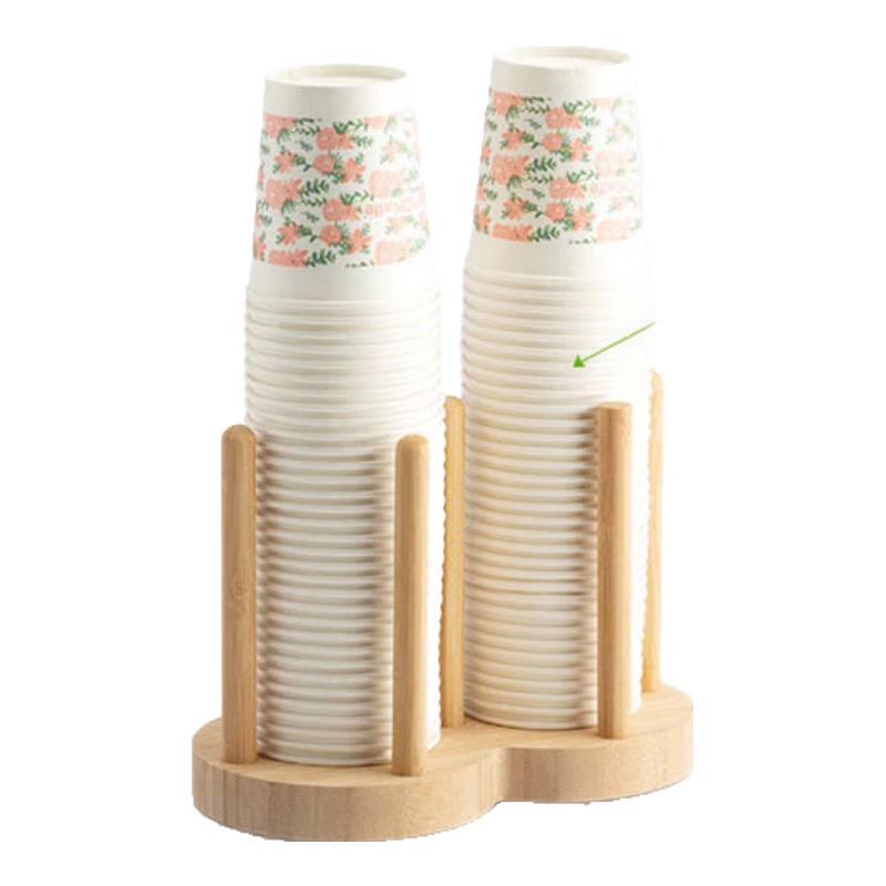 Bamboo Disposable Cup Dispenser and Storage Rack
