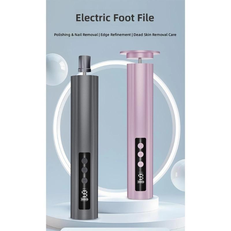 Rechargeable Wireless Foot Grinder With Metal Construction And Ergonomic Handle For Home Pedicure