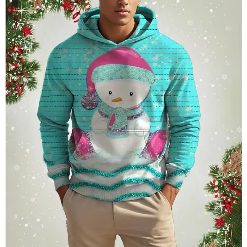 Men's Christmas Reindeer Print Hoodie Animal Cartoon Pattern Sweatshirt Casual Cute Polyester Spandex Blended Hooded Sweatshirt