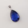 Blue Sapphire Gemstone Silver Pendant 1.8" , 925 Sterling Silver Jewelry, Partywear Pendant, Valentine's Day Gift For Wife PP-65-6