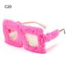 Y2K Trendy Oversized Plush Sunglasses Winter Shades for Female Soft Fluffy Square Frames Sun Spectacles Novelty Party Cosplay Spectacles