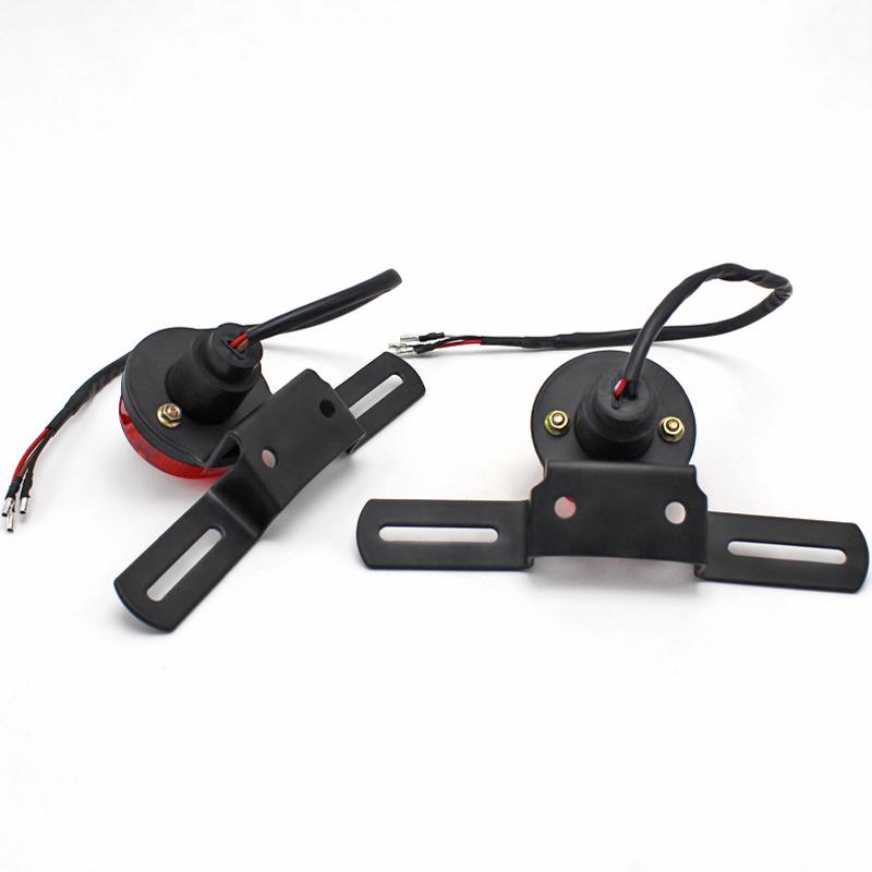 Motorcycle Retro Red Rear Tail Brake Stop Light Lamp W/ License Plate Mount For Harley Honda Chopper Bobber