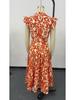 2026 New Summer Fashion Women's Ruffled Flutter Sleeve Lace-Up Printed Fairy Dress