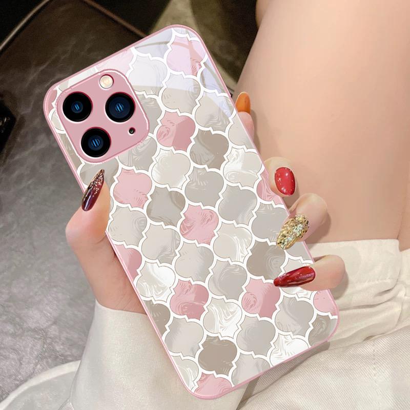 Vintage Totem Color Purple For IPhone 16 Pro Max 15 Pro 14 13 12 Mini 11 XS Max XR 7 8 Plu SE 2022 Tempered Glass Phone Case