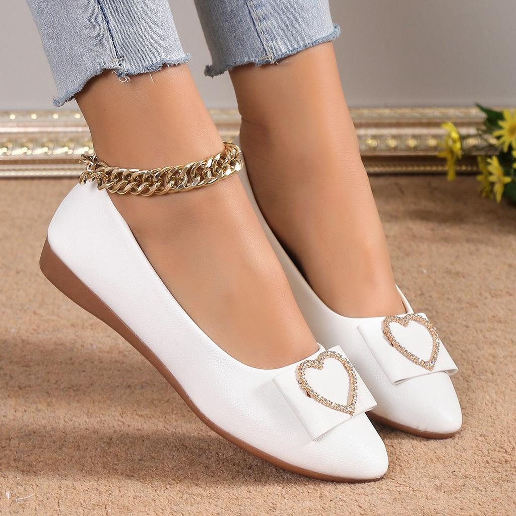 Fashion 2025 New Flat Bottomed Shallow Mouth Shoes Spring Autumn Woman Shoes Ballets Bow Lady Fashionable Versatile Pointed Toe Slip