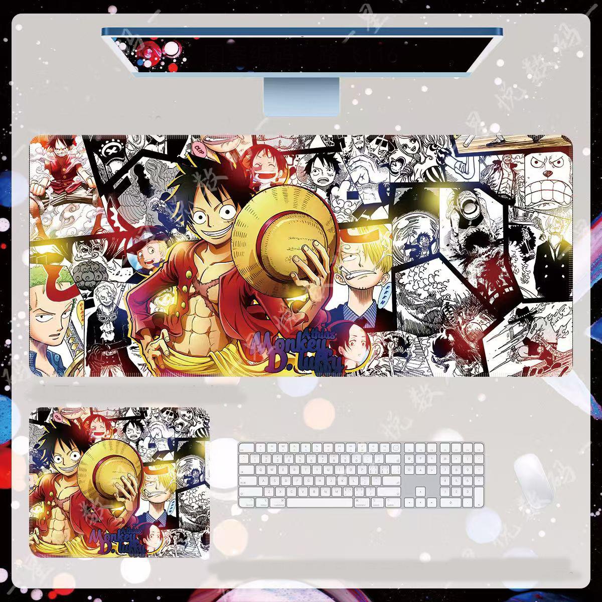 

One Piece, килимок для миші Luffy, килимок для клавіатури та миші, дешево, вишукане, ігрове обладнання, комп’ютерне обладнання, аніме, комікси