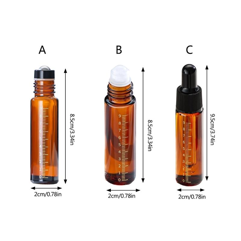 Essential Oil Roller Bottles 10ml Dropper Bottles Amber Glass Roller Bottles with Caps for Travel Glass Roll on Bottles