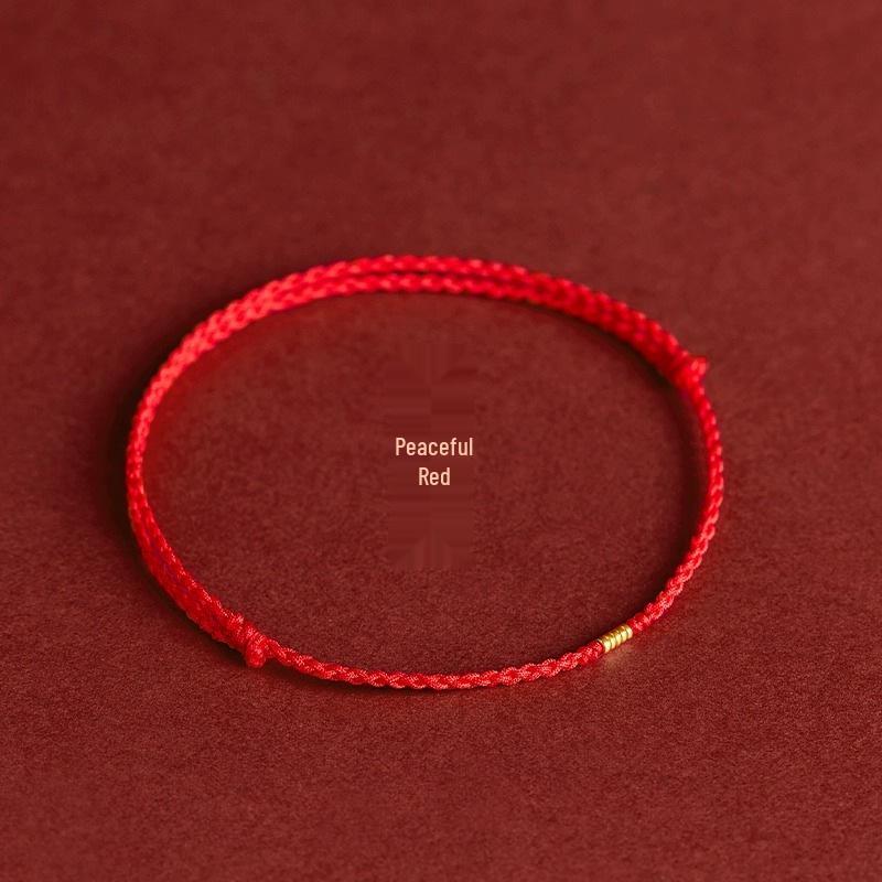 Gold 999 Five Blessings Peace Buckle Bracelet with Good Luck Bead & Zodiac Charm On Red String - Perfect Gift for Girlfriend