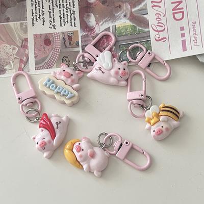 Cartoon Cute Anime Pig Figure Keychain Pendant Creative Doll Backpack Decoration Accessories Sweet  Pig Pendant Gifts