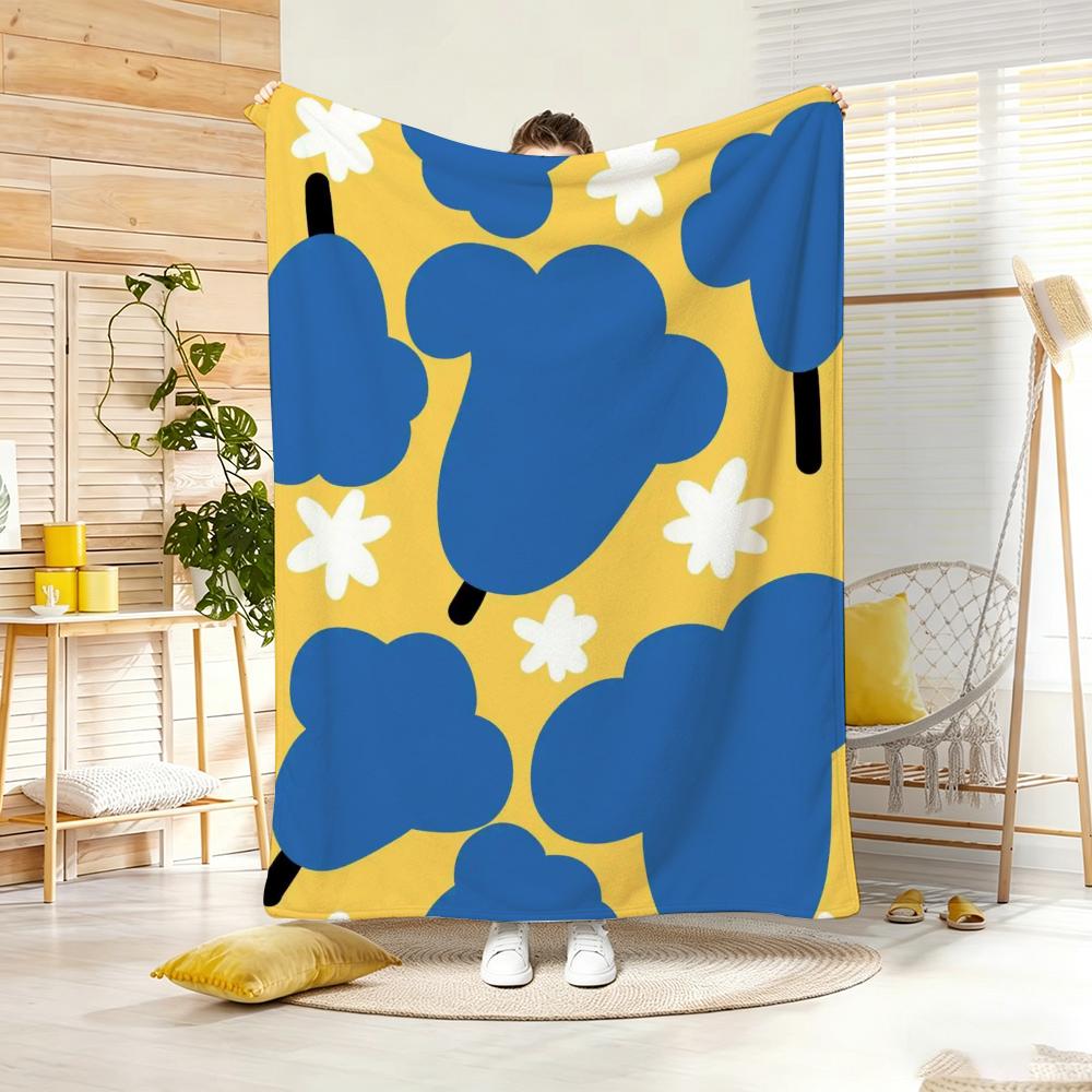 Classic motif A-Abstract Floral Throw Lightweight 240g Flannel Blanket Soft Skin-friendly for Summer Cooling