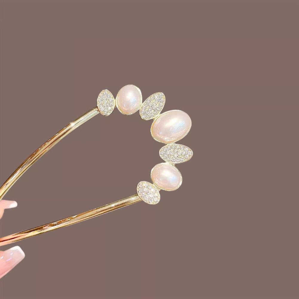 Fashion Elegant Crystal Opal Flower Hairpin for Women Metal U-Shaped Hairpin Chinese Ancient Style Cheongsam Hanfu Accessories