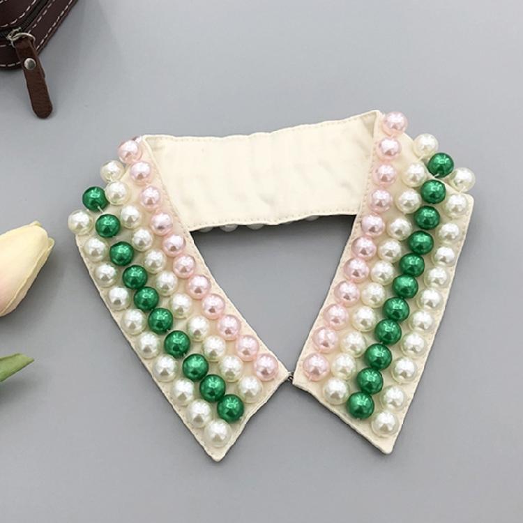 Elegant Pearls Beaded Bib Faux Collar Half Shirt for Women Lapel False Collar Detachable Collar Neckline Choker Necklace