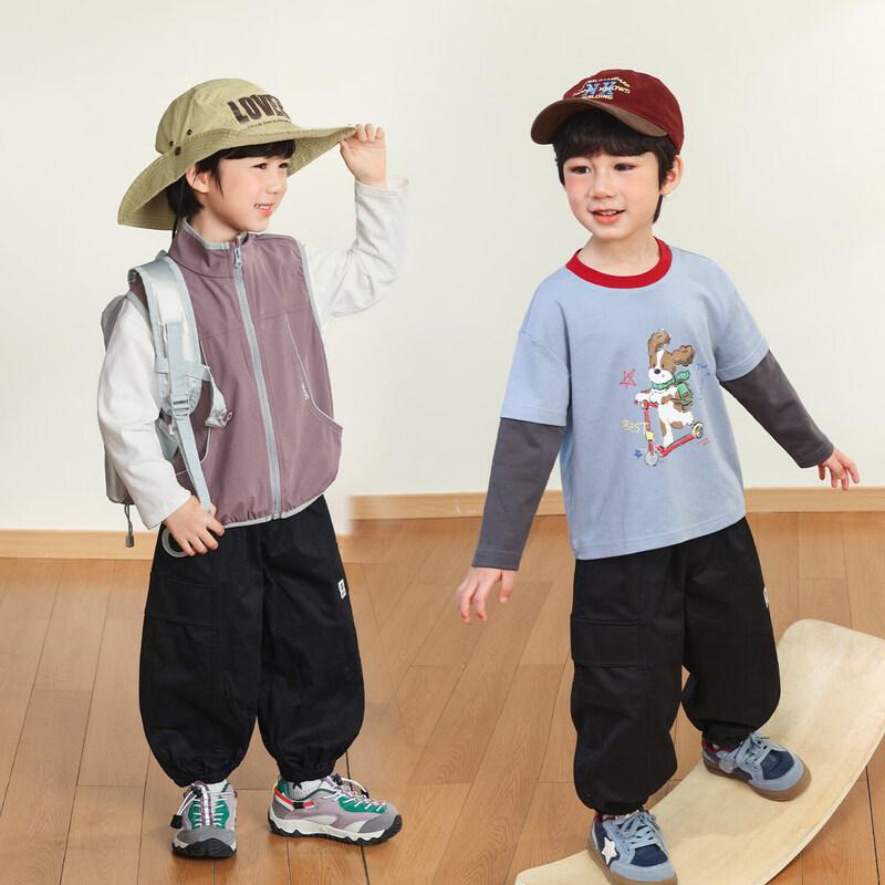 LUSON Boys' Casual Cotton Cargo Pants