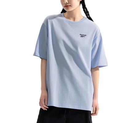 Reebok Modisches Bequemes Vielseitiges Lässiges Lockeres Kurzarm-T-Shirt Unisex Oberteile Hellblau 24SRM427UGB1