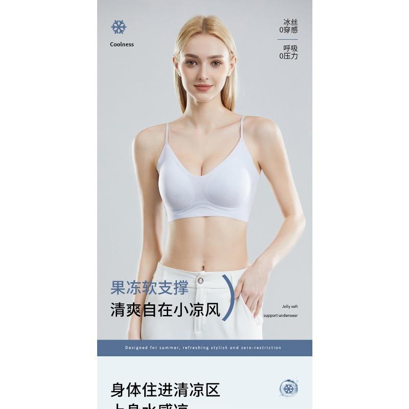 Women Ultra Thin Cool Seamless Beauty Back Wireless Gather Push Up Breathable Large Size Bra