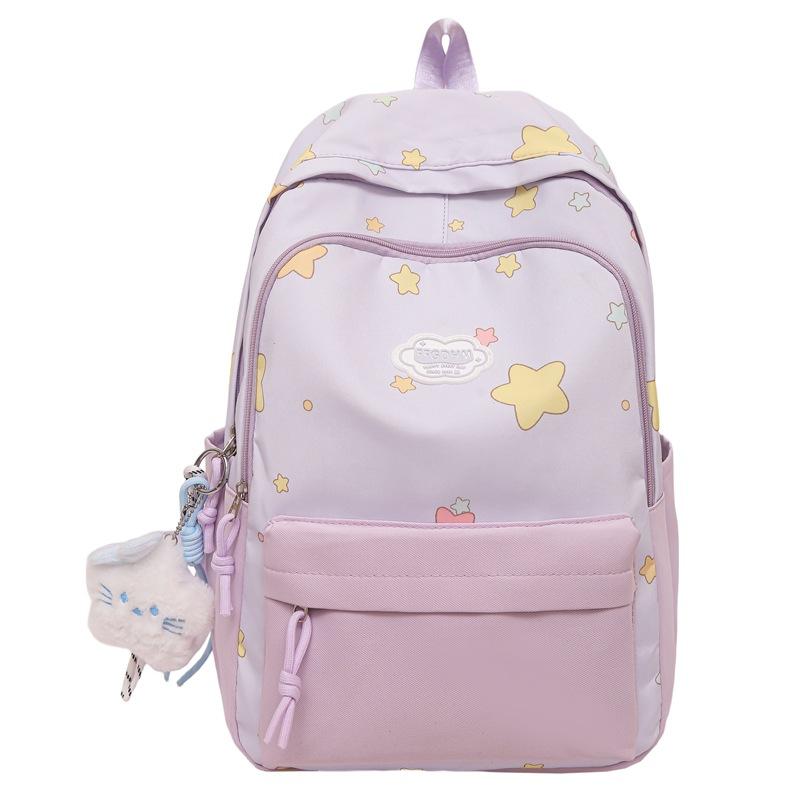 The new Japanese ins high-value, fresh, sweet and cute star backpack for junior high school students, large-capacity backpack for women