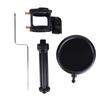 Microphone Tripod Stand Shock Mount Desktop Mic Holder Clip with Blowout Cover for Phone Singing Live BroadcastBlack