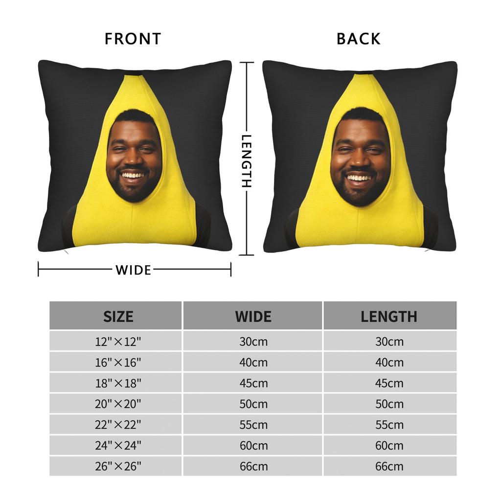Banana Kanye Meme Pillow Case  Comfy Pillow Cover Retro Trendy Pillowcases For Couch Sofa Bedroom