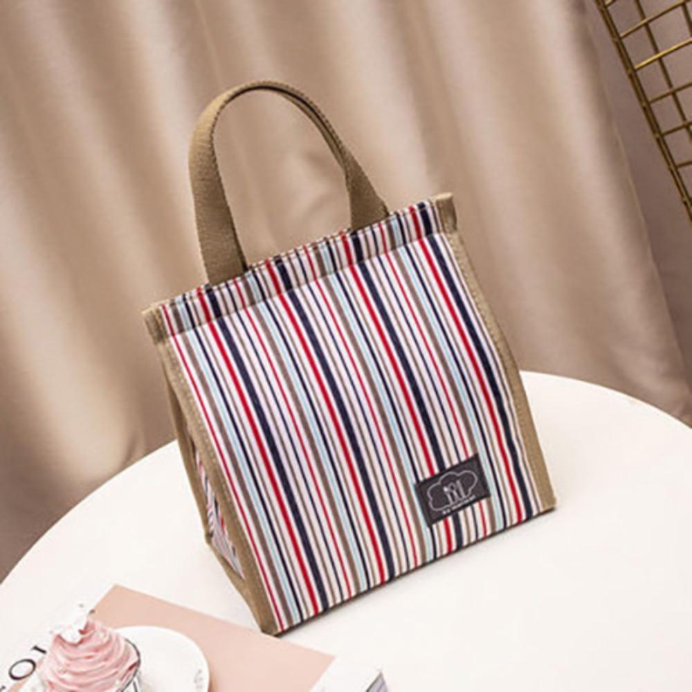 

Oxford Cloth Hand-held Picnic Food Pouch Large Capacity Storage Handbag Camping Accessories Multicolor-Small