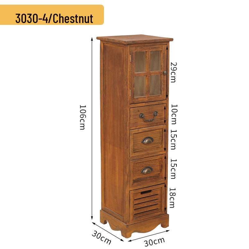 American Solid Wood Narrow Five-Drawer Sideboard and Bedside Cabinet