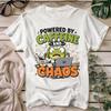 Powered by Caffeine and Chaos Frog Shirt, T-Shirt | Funny Coffee Lover Teacher Tee