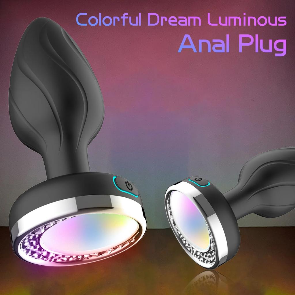 Anal Vibrator Wireless Remote Control, Cell Phone Control, Vibrating Prostate Massager 10 Luminous Colored Silicone Butt Plugs