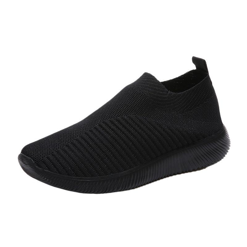 New fly-woven light-mouth low-top light and breathable one-pedal round head foreign trade large-size casual flat-soled sports shoes