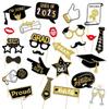 25pcs Black Gold Graduation Photography Props Congratulation Dress Up Costume Mask  Party Favors
