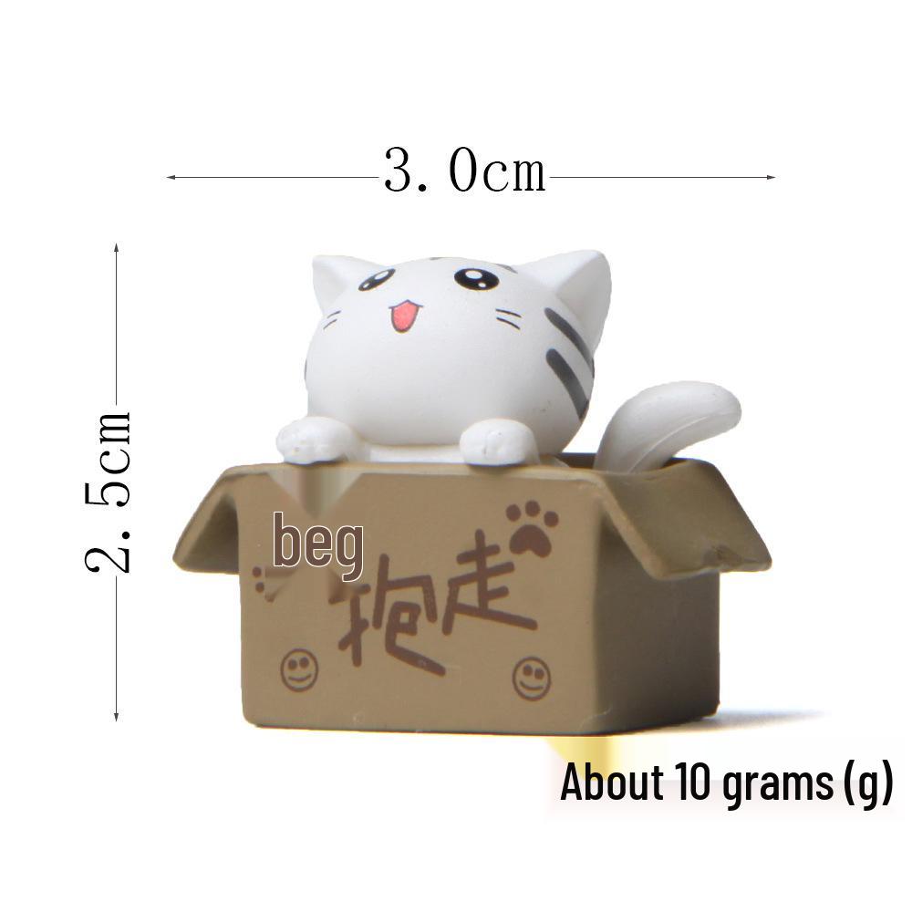 3D Plastic Cat Figurine with Puppy Eyes for Bonsai Decor