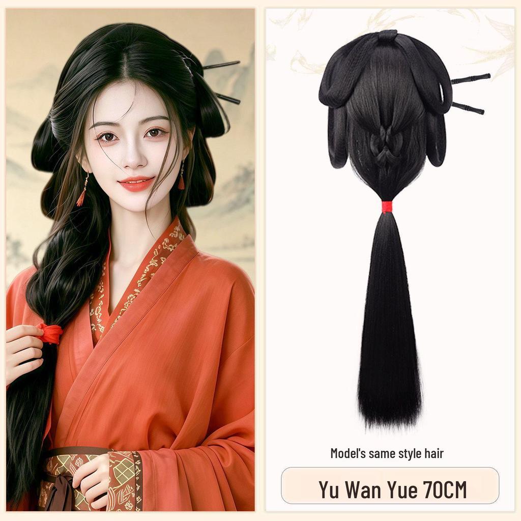 Ancient Hanfu Set: Wei Jin Headdress & Warring States Robe with Bun Styling