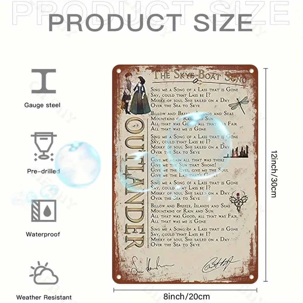 

Текст песни Outlander, напечатанный ультрафиолетом на алюминии, винтажное настенное искусство. Металлическая табличка, подходит для дома, выдерживает погодные условия, используется в помещении и на улице. 20x30cm белый