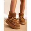 Women's New Winter Fleece Lined Thickened Elevated Chunky Sole Lace Up Fashionable Warm Cotton Boots