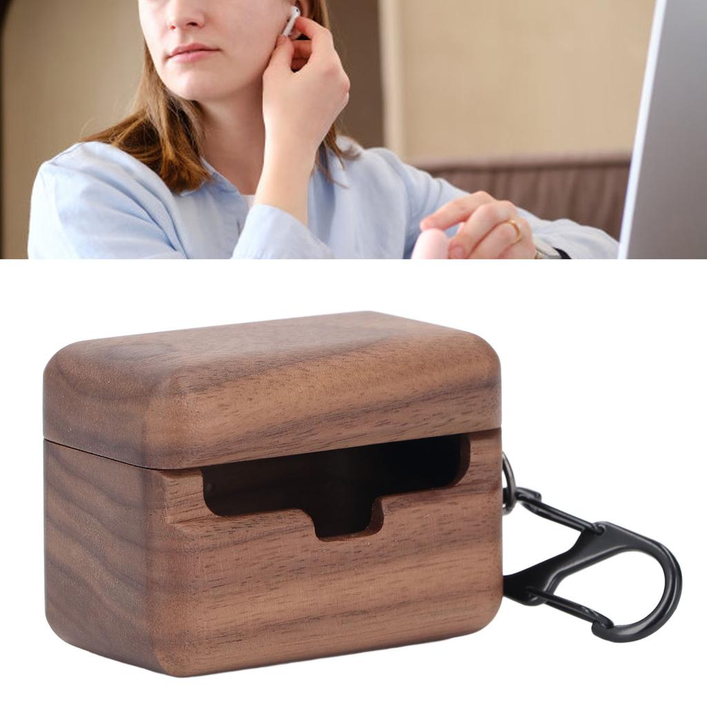 Earbuds Case Cover Walnut Wood Hand Polished Wireless Earbuds Protective Cover for Sennheiser CX‑PLU