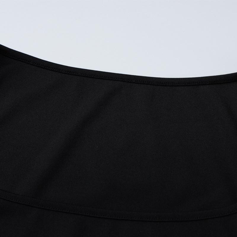 Sexy Slim Fit Square Collar T-Shirt Women Long Sleeve Solid Basic Top Spring Autumn Low Cut Simple Pullover