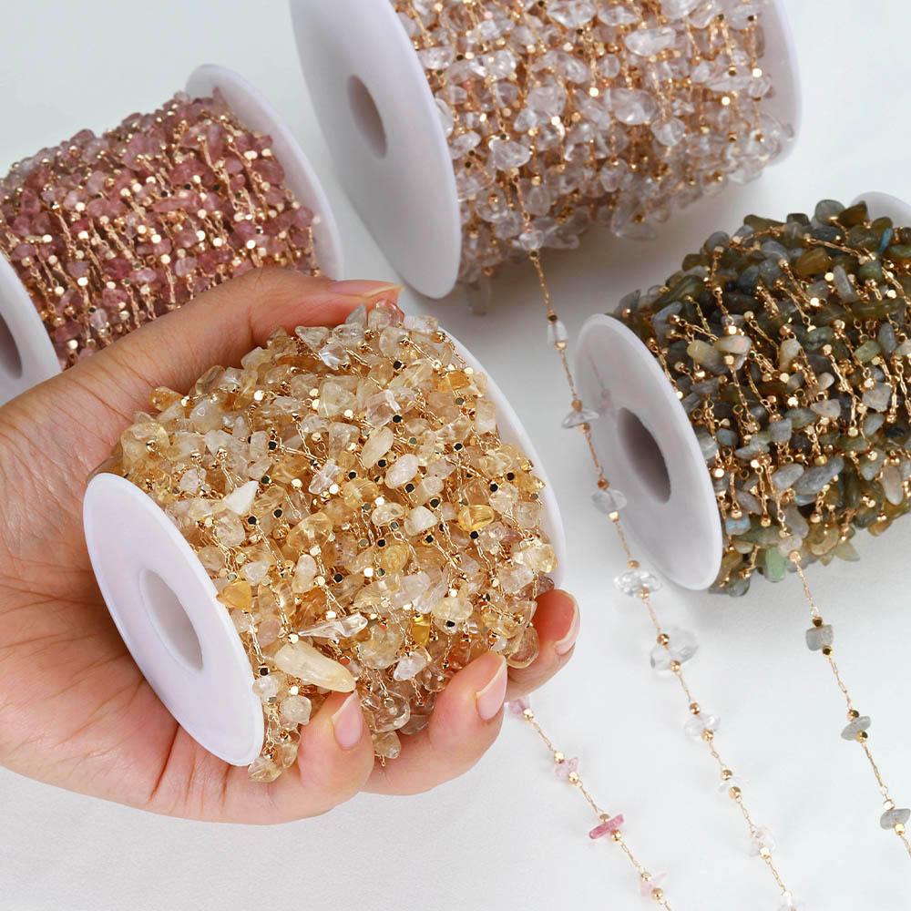 1meter Stone Chain Crystal Irregular Glass Stone Beads Chains Necklace Bracelet Components For DIY Jewelry Making Findings