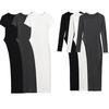 European & American Irregular Split Round Neck T-shirt Dress with Long & Short Sleeves – Women's Slim Fit Base Layer Top