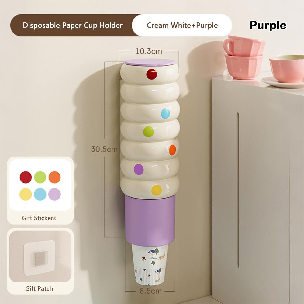

Durable Briquettes Pattern Disposable Cup Holder Punch-free Dustproof Cup Storage Rack Wall Mounted Paper Cup Rack фиолетовый