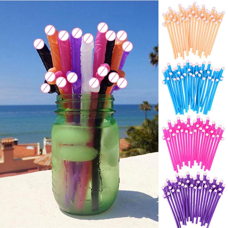 Bachelorette Party Penis Straws Plastic Novelty Nude Dick Drink Straw For Hen Night Bar Decor Wedding Team Bride Supplies LSXG01