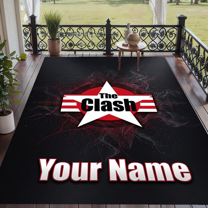 Custom Text Printed Rug The Clash Non Slip Floor Carpet For Home Room Decor