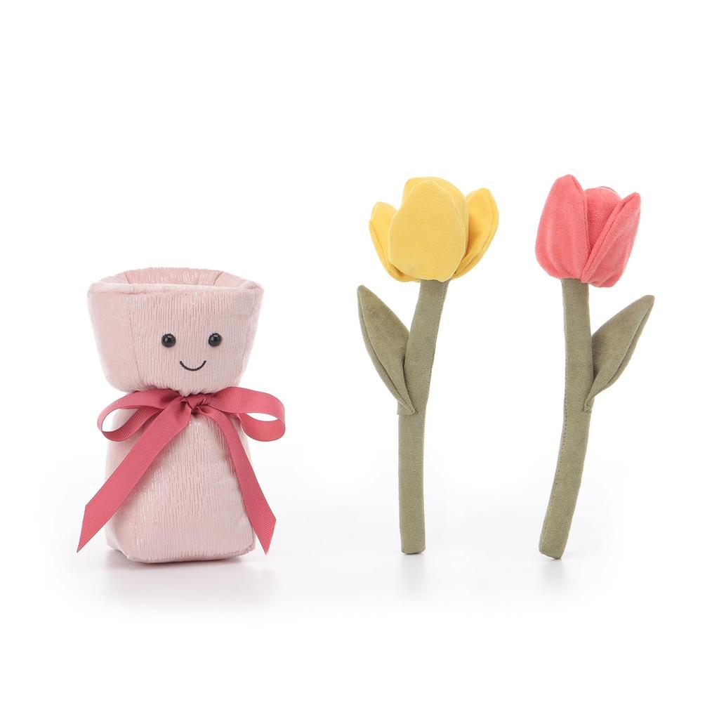 Apricot Lamb Romantic Tulip Vase Plush Toy, Soft and Cute, Fluffy Romantic Tulip Vase 28cm, Suitable for Boys and Girls