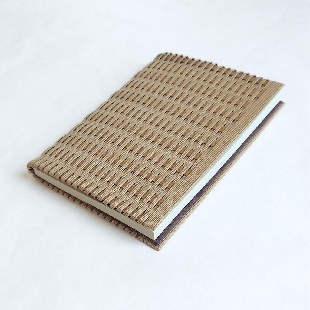 With U Handwoven Planner Cover, A5 Size, Compatible with Hobonichi Techo Cousin, with Paper Band (Natural x Cypress Bark)