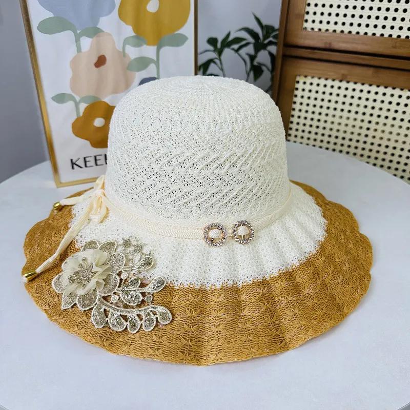 WTEMPO New Summer Large Brim Sun Straw Hats Women's Soft Outdoor Straw Woven UV Protection Beach Sunscreen Hats