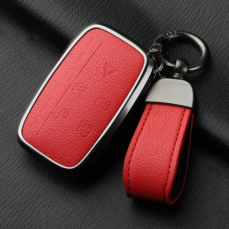 Aluminiumlegierung Ziegenleder Auto Schlüsselhülle Abdeckung für Jaguar JLR XF XJ XE XJL XFL I-PACE E-PACE F-Pace Auto Schlüsselhülle Schutz Fob