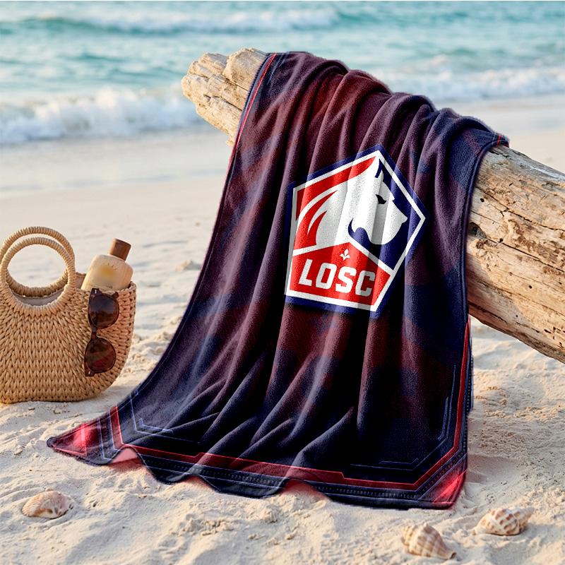 LOSC Lille FC Print Microfiber Beach Towel Quick Dry Absorbent Large Towel For Beach Swimming Travel
