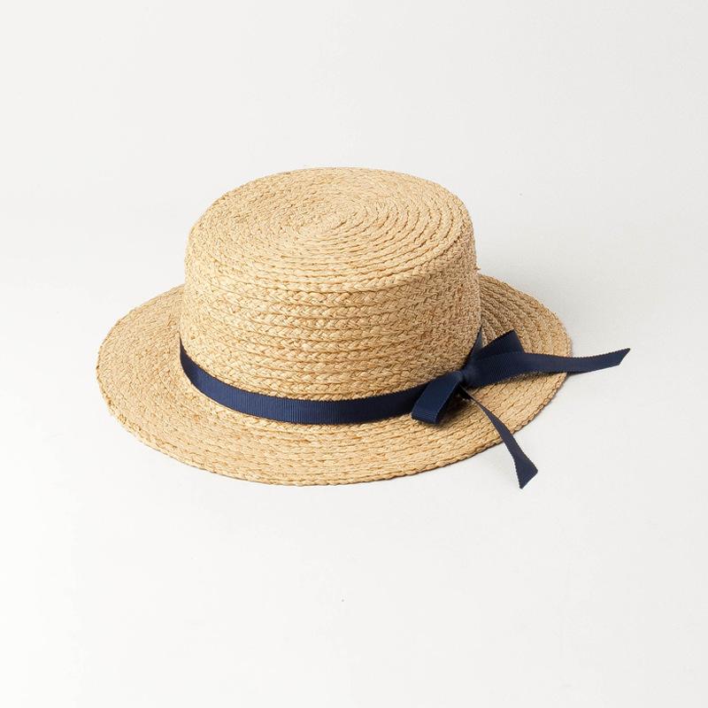 

Summer Handmade Raffia Grass Bowknot Kids Fedoras Cap Children Leisure Panama Hat